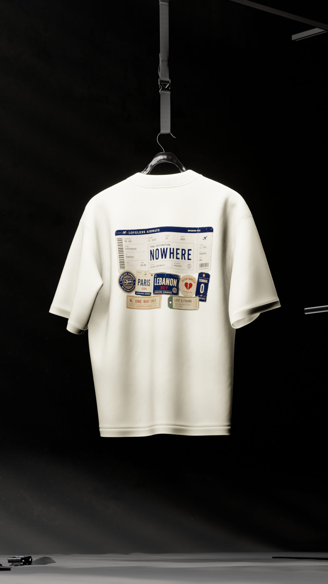 LOVELESS Airways boarding pass tee — back